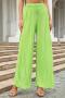 casual slight stretch 4 colors drawstring loose all-match pleated straight pants_Black_Orange_Green