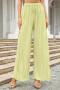 casual slight stretch 4 colors drawstring loose all-match pleated straight pants_Black_Orange_Green_Beige