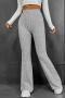 casual slight stretch 3 colors solid color high-waist flared pants_Gray