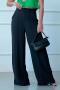casual plus size non-stretch loose mid waist wide leg pants_Black