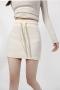 slight stretch pure color drawstring sexy with lined mini skirt size run small_Black_Gray_Beige