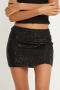 sexy slight stretch sequins solid mini skirt_Black
