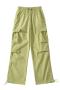 pure color 9 colors non-stretch high-waist casual cargo pants size run small_Black_Dark Gray_Pink_Magenta_Light Green