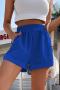 casual solid color slight stretch loose high waist shorts_Black_Magenta_Blue