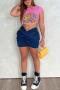 sexy slight stretch denim v-waist pocket mini skirt_Sky Blue_Dark Blue