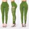 sexy slight stretch solid color 7 colors hole high waist tight leggings_Light Pink_Red_Magenta_Orange_Forest Green