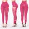 sexy slight stretch solid color 7 colors hole high waist tight leggings_Light Pink_Red_Magenta