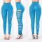 sexy slight stretch solid color 7 colors hole high waist tight leggings_Light Pink_Red_Magenta_Orange_Forest Green_Blue