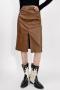 new stylish non-stretch pu leather zip-up slim split skirt size run small_Black_Brown