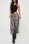 stylish non-stretch solid color drawstring lace-up satin maxi skirt_Black_Dark Gray
