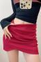 sexy pure color slight stretch zip-up with lined mini skirt size run small_Black_Gray_Red