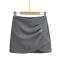 sexy pure color slight stretch zip-up with lined mini skirt size run small_Black_Gray