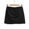 sexy pure color slight stretch zip-up with lined mini skirt size run small_Black