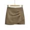 sexy pure color slight stretch zip-up with lined mini skirt size run small_Black_Gray_Red_Khaki