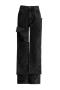 casual non-stretch washed denim button high-waist jeans_Black