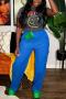 casual plus size non-stretch 5 colors solid color corduroy high-waist pants_Red_Magenta_Green_Blue
