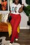 casual plus size non-stretch 5 colors solid color corduroy high-waist pants_Red