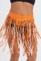 sexy slight stretch 4 colors pu tassels mini skirt(no underwear)_Black_Orange
