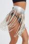sexy slight stretch 4 colors pu tassels mini skirt(no underwear)_Black_Orange_Gold_Silver
