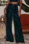 casual non-stretch solid color velvet loose high waist wide leg pants_Black_Red_Magenta_Dark Green