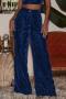 casual non-stretch solid color velvet loose high waist wide leg pants_Black_Red_Magenta_Dark Green_Dark Blue