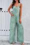 casual non-stretch 3 colors graphic printing wide-leg overalls(no underwear)_Black_Aqua Green