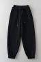 slight stretch 6 colors casual letter embroidery loose pants (size run small)_Black