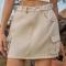 casual plus size non-stretch solid denim mini skirt_Black_Dark Green_Khaki