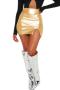 sexy non-stretch slit high waist zip-up pu skirt_Gold