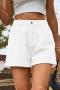 casual plus size non-stretch solid pocket denim shorts_Black_White