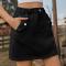 summer new causal plus size non stretch solid pocket denim mini skirt_Black