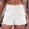 summer new casual plus size non-stretch solid color cargo denim mini shorts_Black_White