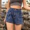 summer new casual plus size non-stretch solid color cargo denim mini shorts_Black_White_Dark Gray_Dark Green_Sky Blue_Blue_Dark Blue