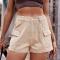 summer new casual plus size non-stretch solid color cargo denim mini shorts_Black_White_Dark Gray_Dark Green_Sky Blue_Blue_Dark Blue_Khaki