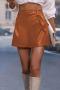 casual style plus size slight stretch pu leather 3-color mini short_Black_Rose Red_Brown
