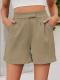 casual stylish non-stretch solid color loose high-waisted shorts_Black_Beige_Khaki