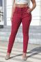 casual plus size slight stretch solid color tight high waist all-match jeans_Black_Red
