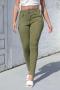 casual plus size slight stretch solid color tight high waist all-match jeans_Black_Red_Green