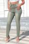 casual plus size slight stretch tight high waist all-match jeans_Green