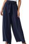 casual non-stretch 4-color high-waisted tie loose wide-leg straight leg pants_Black_Gray_Dark Blue