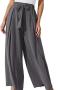 casual non-stretch 4-color high-waisted tie loose wide-leg straight leg pants_Black_Gray