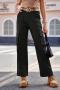 new casual slight stretch 3-color straight leg cargo pants(belt not included)_Black