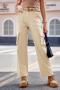 new casual slight stretch 3-color straight leg cargo pants(belt not included)_Black_Dark Green_Beige