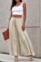 new casual non-stretch 3-color loose cotton linen wide-leg pants_Black_Beige
