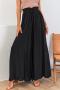 new casual non-stretch 3-color loose cotton linen wide-leg pants_Black