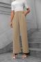 new casual non-stretch solid color high-waisted wide-leg loose straight pant_Black_White_Gray_Rose Red_Beige_Khaki