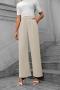 new casual non-stretch solid color high-waisted wide-leg loose straight pant_Black_White_Gray_Rose Red_Beige