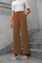 new casual non-stretch solid color high-waisted wide-leg loose straight pant_Black_White_Gray_Rose Red_Beige_Khaki _Brown_Reddish Brown