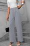 new casual non-stretch solid color high-waisted wide-leg loose straight pant_Black_White_Gray