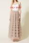 elegant non-stretch solid color high waist pleated mesh cake maxi skirt_Black_White_Light Pink_Magenta_Beige_Khaki